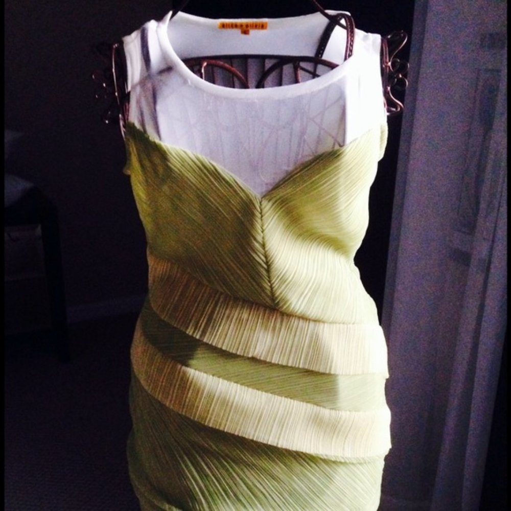 Alice + Olivia Yellow and White Mini Dress